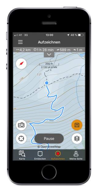 Screenshot der alpenvereinaktiv-App auf einem Smartphone