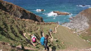 Steiler Wanderabschnitt auf dem South West Coast Paths in Cornwall