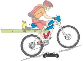 Illustration einer Mountainbikerin mit Gepäck