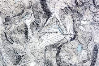 Ausschnitt der Originalzeichnung für die Alpenvereinskarte Langkofel- und Sellagruppe von Leo Aegerter um 1903. Original im Alpinen Museum auf der Praterinsel. Foto: DAV Archiv