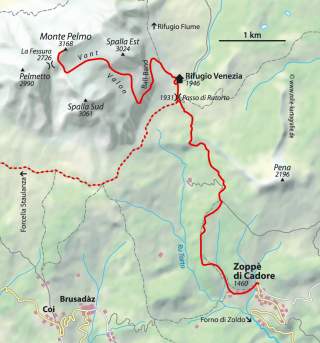 Karte: Tour auf den Monte Pelmo