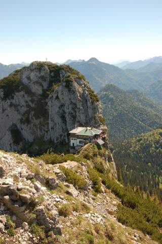Blick vom Roßstein auf die Tegernseer Hütte