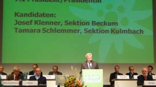 Präsidentin, Kandidaten: Josef Klenner, Sektion Beckum, Tamara Schlemmer, Sektion Kulmbach"