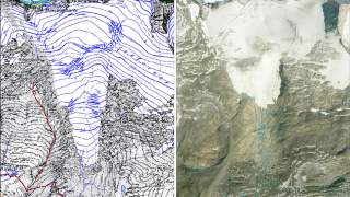 Vergleich Gletschergebiet in Karte und echt